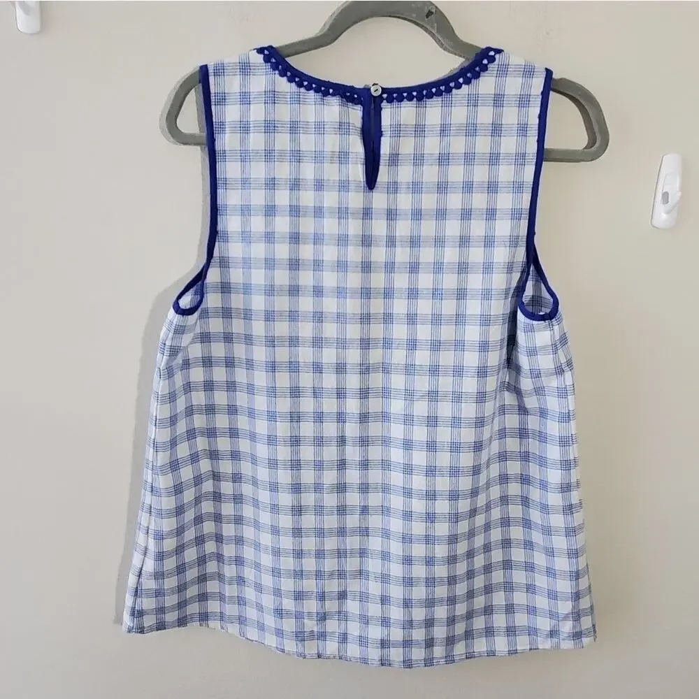 EVELYN TASSLE plaid tank top size‎ small